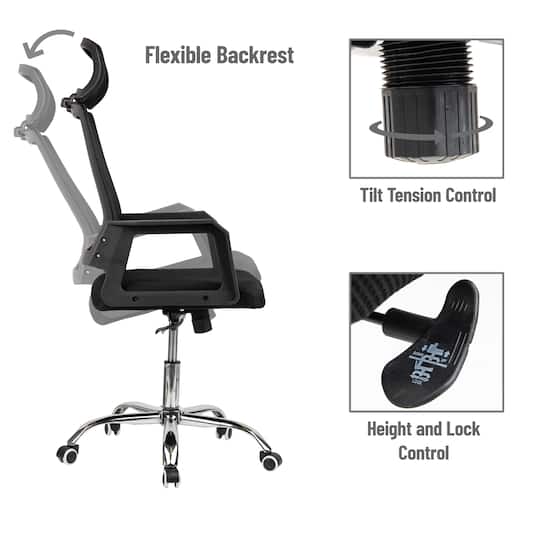 Mind Reader Black Height Adjustable Desk Chair with Wheels